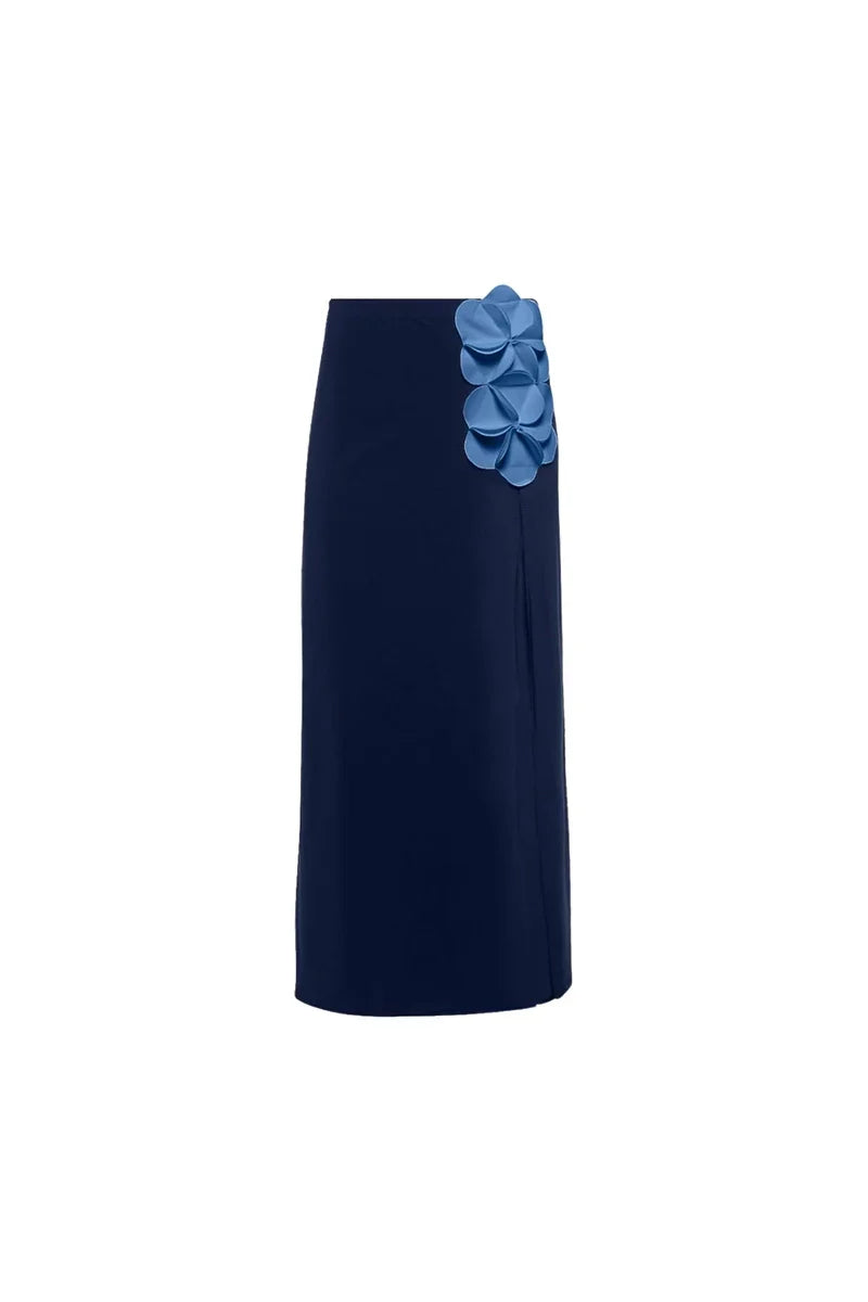 Blue 3D Floral Strapless Swimsuit