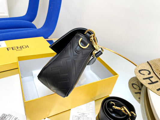 FENDI Nappa FF 1974 Embossed Mini Baguette Black Sold Out