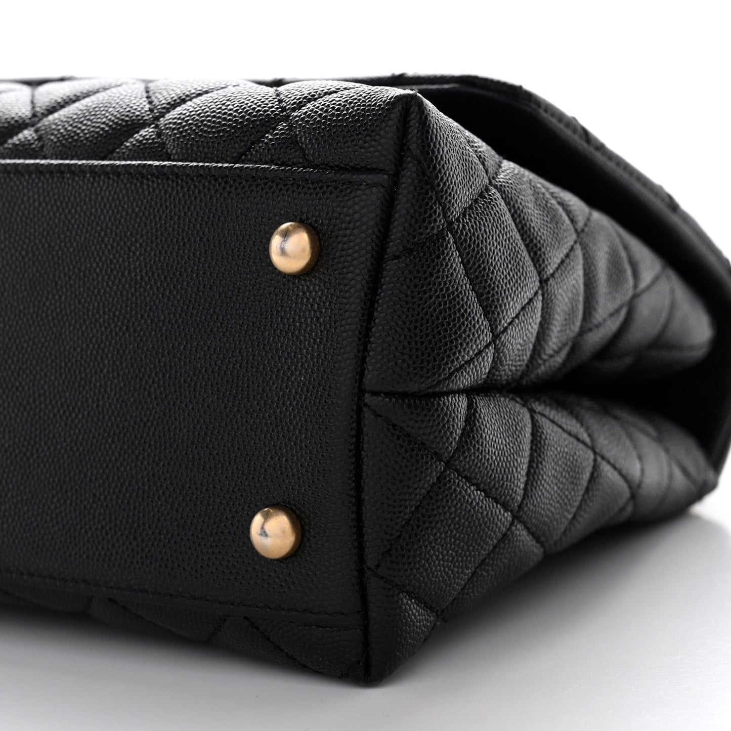 Caviar Lizard Quilted Small Coco Handle Flap Black