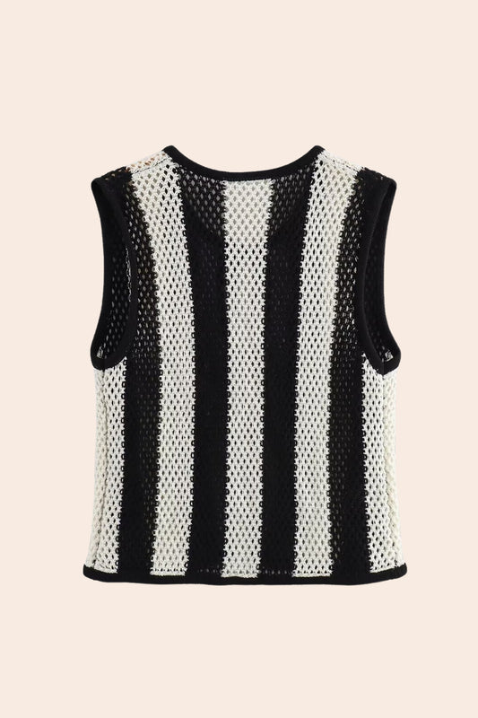Hermosa Floral Applique Hollow Knit Vest