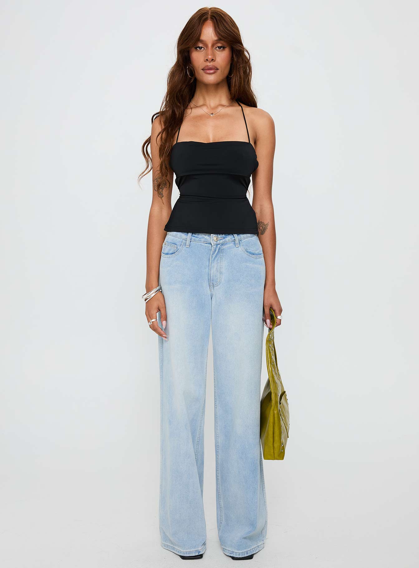 In The End Tie Back Top Black