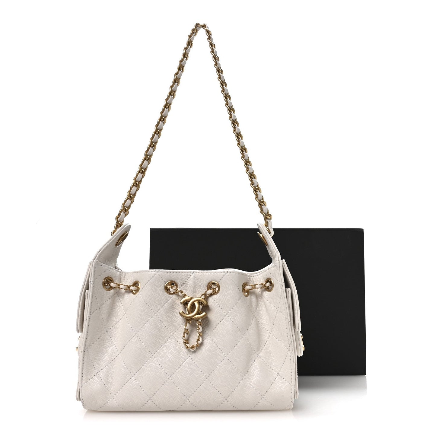 Caviar Quilted Mini Chanel 25 Handbag White