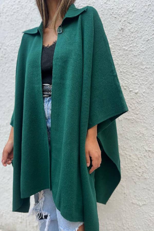 Chaqueta cortavientos holgada informal de color liso con un solo botón