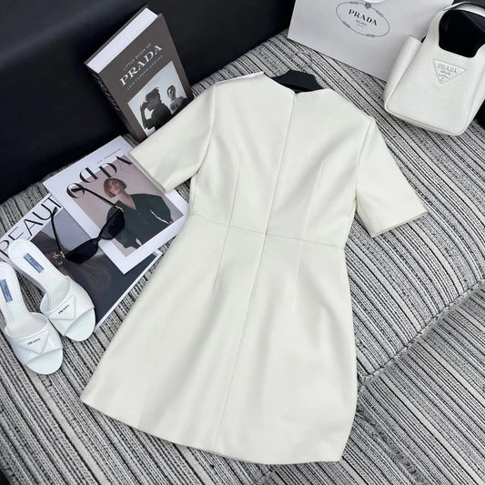 PRADA 25S CREW NECK SHORT-SLEEVE DRESS 350