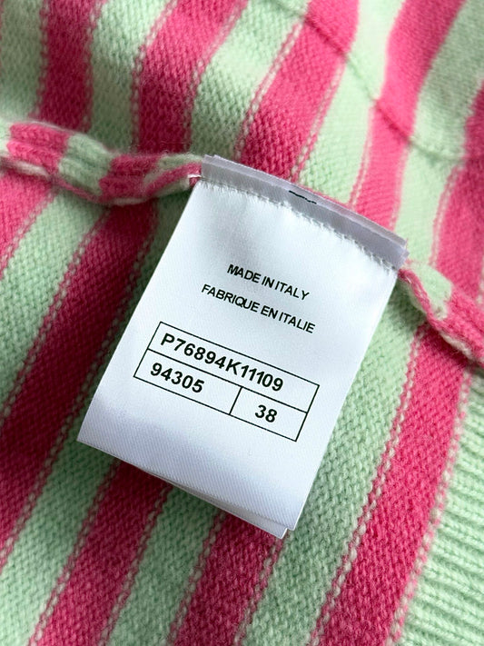 Chanel 25P Cardigan Pink Mix Green Cashmere 237319
