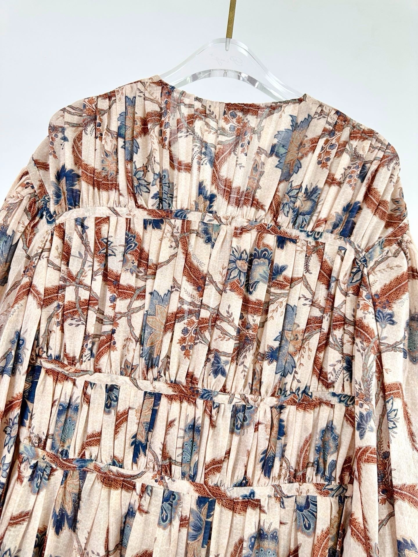 ZIMMERMANN TIERED PLEATED MIDI DRESS 270241