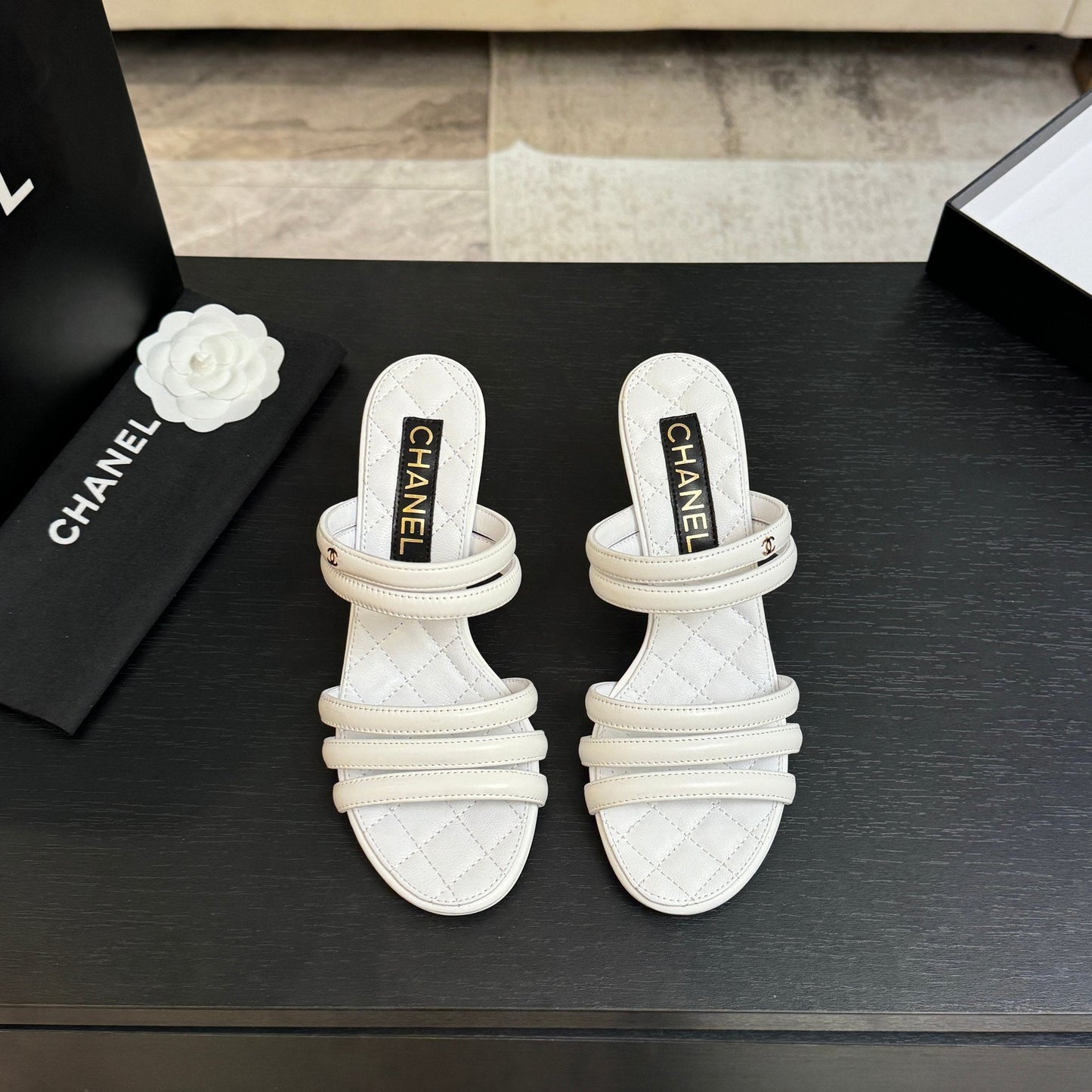 CC 26C Double C Strap Sandals White Sheepskin