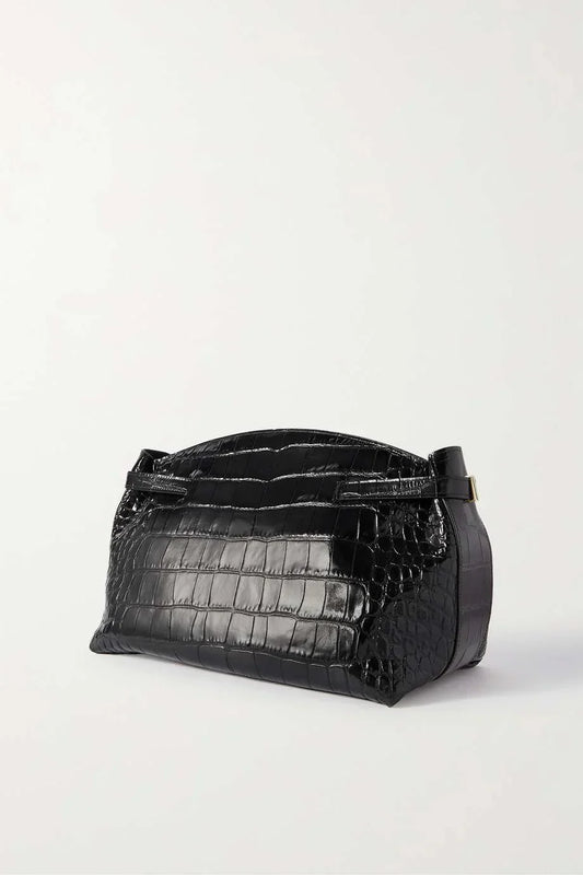 FERRAGAMO Hug large croc-effect leather shoulder bag