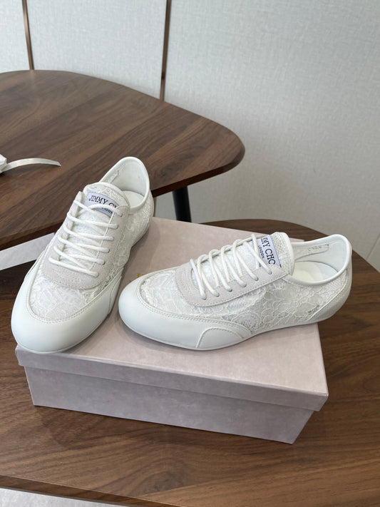 Jimmy Choo Sunny F Sneaker White Lace Leather