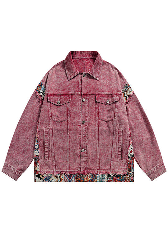 Chaqueta vaquera vintage con bolsillos sueltos y patchwork