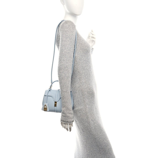 Satinated Calfskin Mini 16 Top Handle Bag Pale Blue