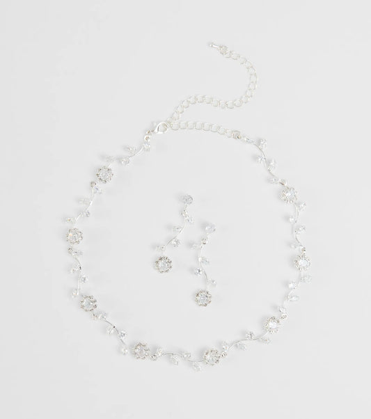 Floral Beauty Necklace And Earrings Set