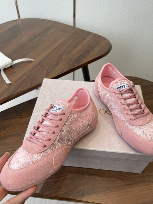 Jimmy Choo Sunny F Sneaker Pink Lace Leather