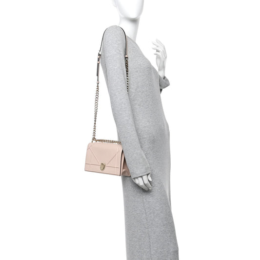 Grained Calfskin Small Diorama Flap Bag Nude