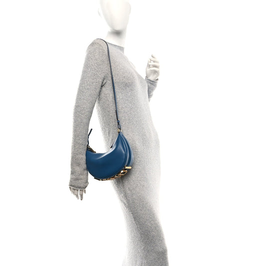 Vitello Grace Matte Mini Fendigraphy Hobo Bag Mirto