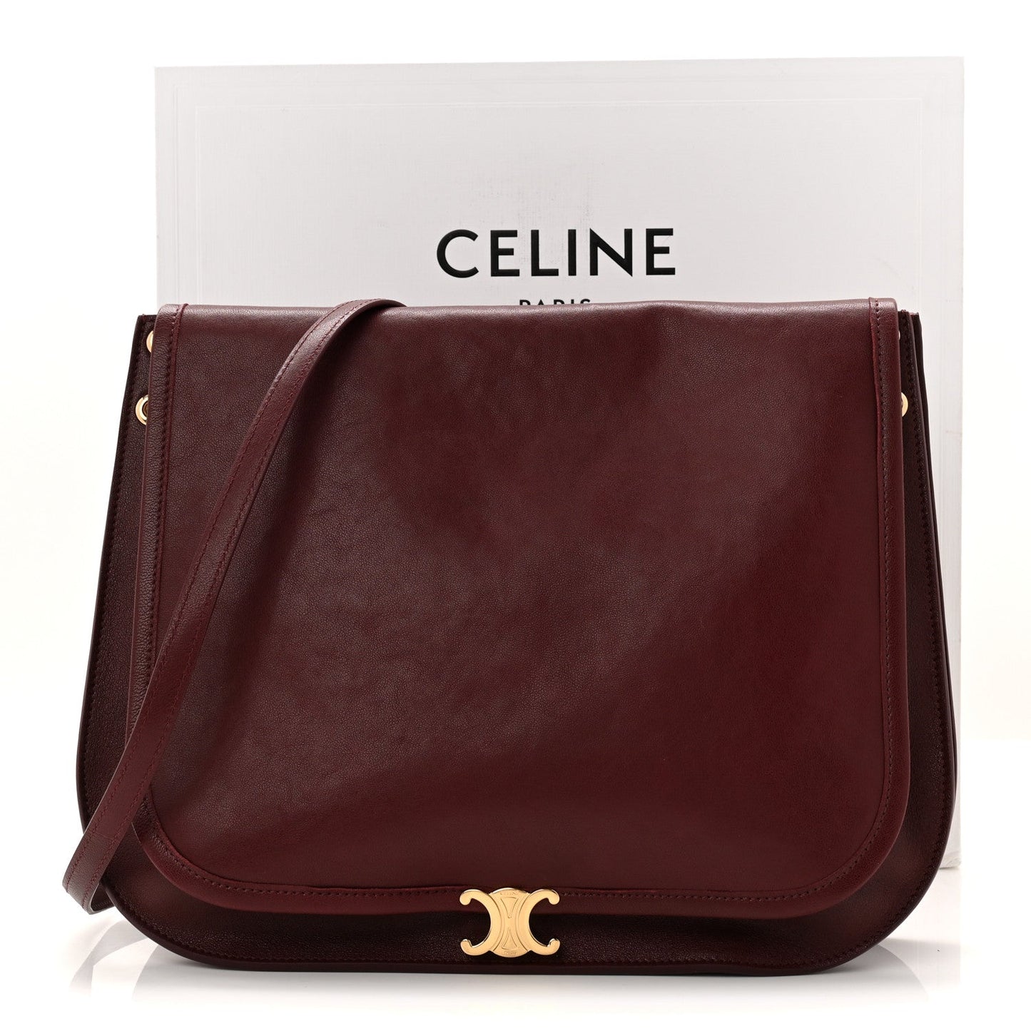 Shiny Lambskin Soft Triomphe Besace Bag Syrah