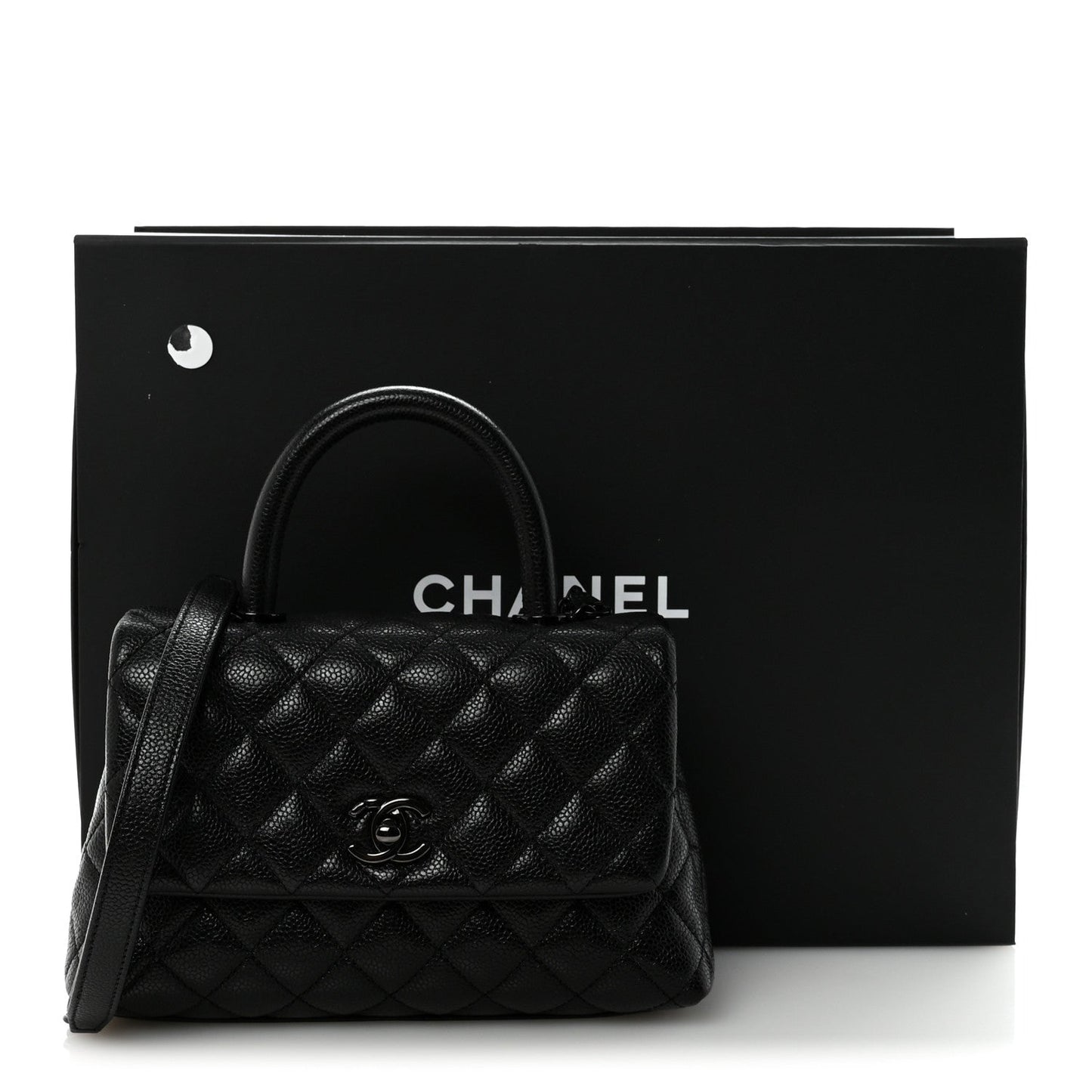 Iridescent Caviar Quilted Mini Coco Handle Flap So Black