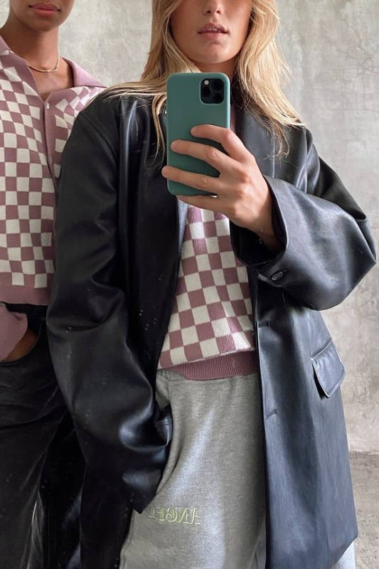 Blazer extragrande de piel sintética de Bershka