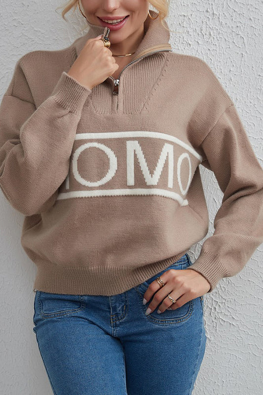 Suéter de punto con letras de diseño para mujer