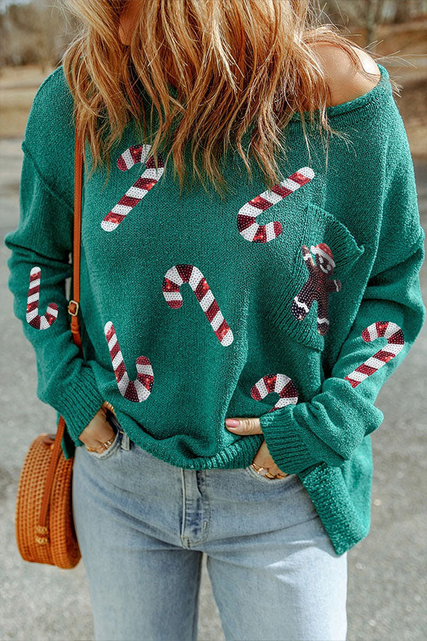 Sudadera con lentejuelas y gráfico navideño