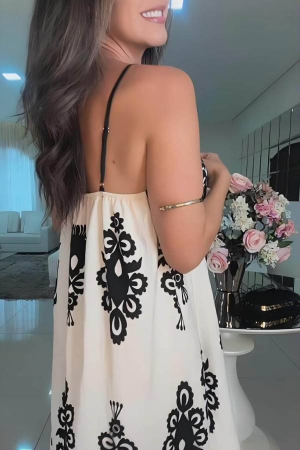 Vestido largo holgado con estampado de patchwork y elegante patrón étnico