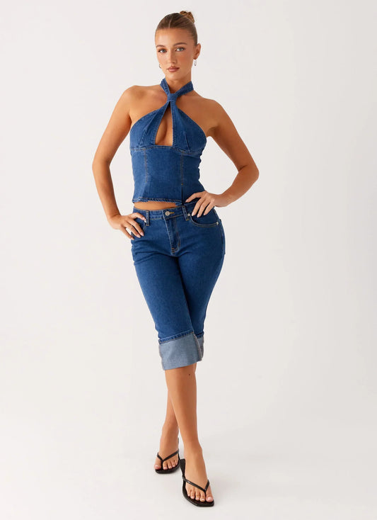 Saylor Denim Capri Jeans - Indigo