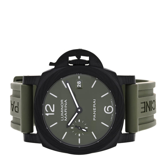 Carbon Rubber 40mm Luminor Quaranta Carbotech Automatic Watch Green PAM01526