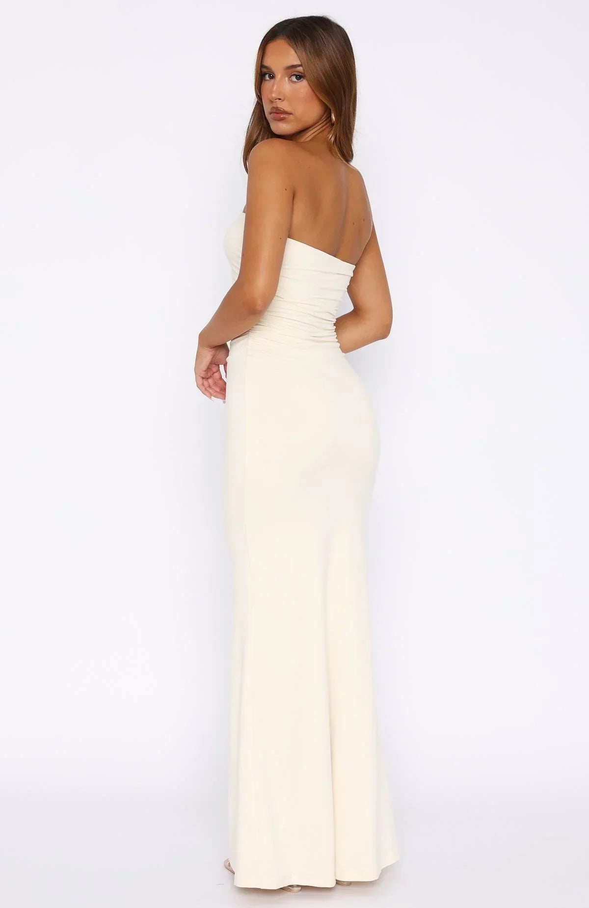 Confidence Is Key Strapless Maxi Dress Bone