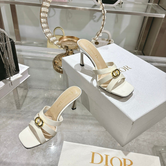 CD 26 High-Heeled Sandals 75mm White Patent Leather 592259