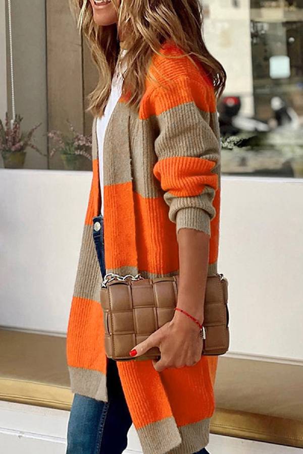 Chaqueta tipo cárdigan de punto con bloques de color sueltos