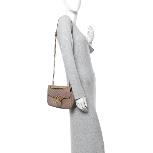 Calfskin Matelasse Small GG Marmont Shoulder Bag Porcelain Rose
