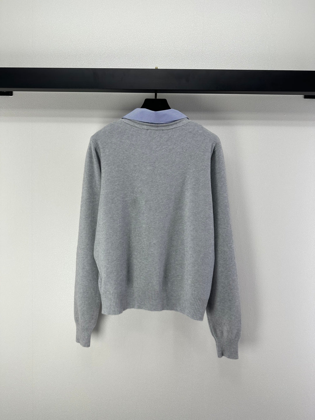 Miumiu 2026 Knit Long-Sleeve Cardigan Light Grey Wool Acrylic Nylon 349050