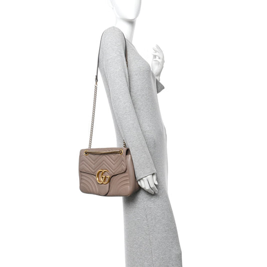 Calfskin Matelasse Medium GG Marmont Shoulder Bag Porcelain Rose
