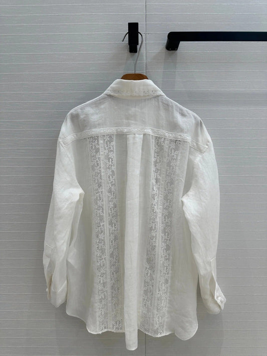 ZIMMERMANN LINEN SHIRT WITH LACE TRIM 276102