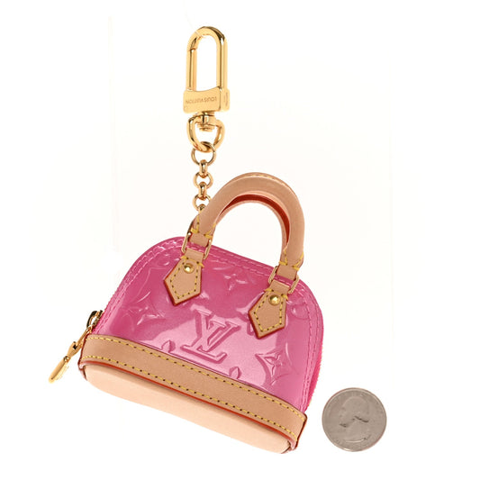 Vernis Monogram Micro Alma Bag Charm Key Holder Neon Pink