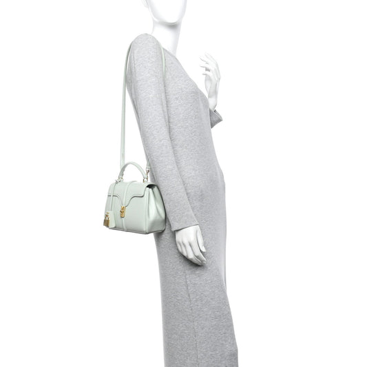 Satinated Calfskin Mini 16 Top Handle Bag Jade