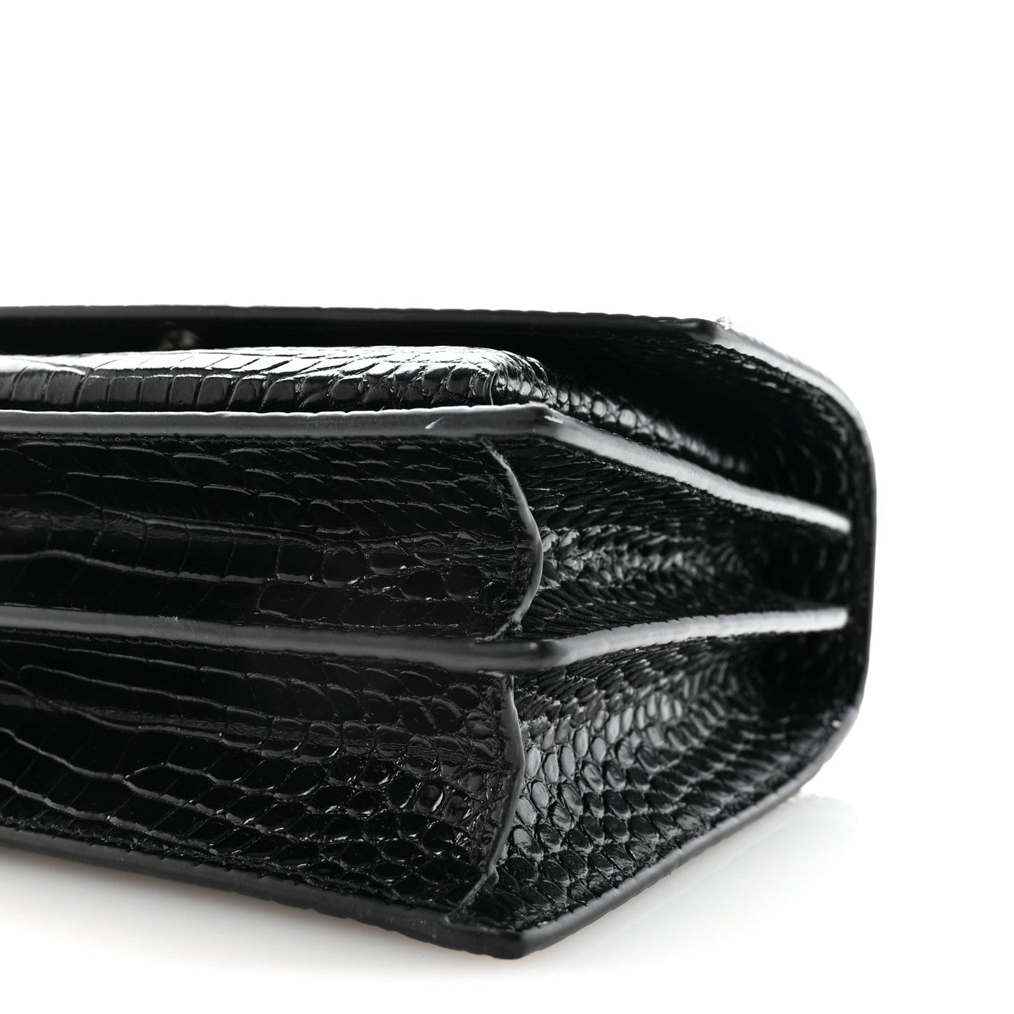 Calfskin Crocodile Embossed Medium Monogram Sunset Black