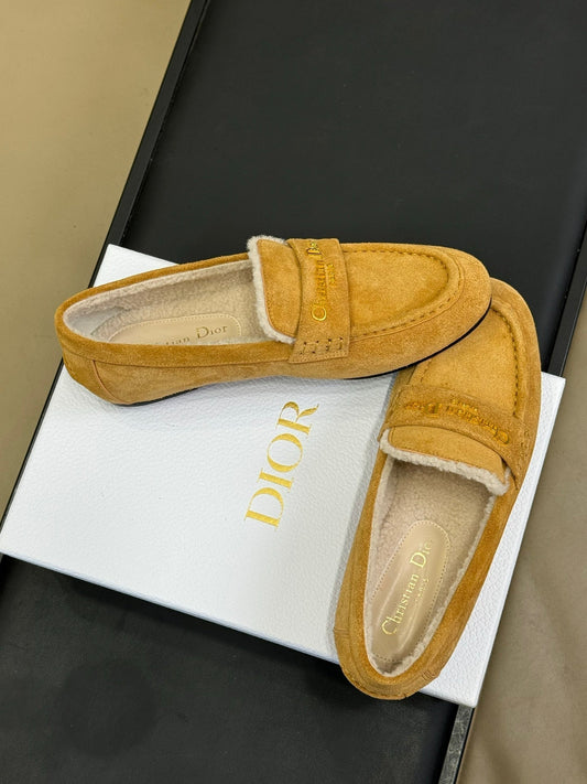 CD Alps Dior Boy Loafer Amber Gold Suede Wool 561811