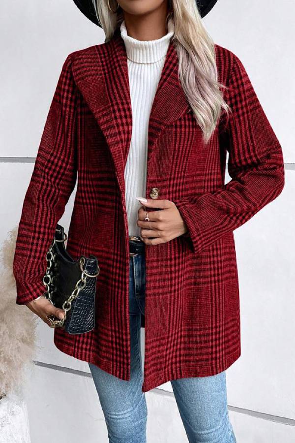 Chaqueta de manga larga con cuello a cuadros de Style Collection