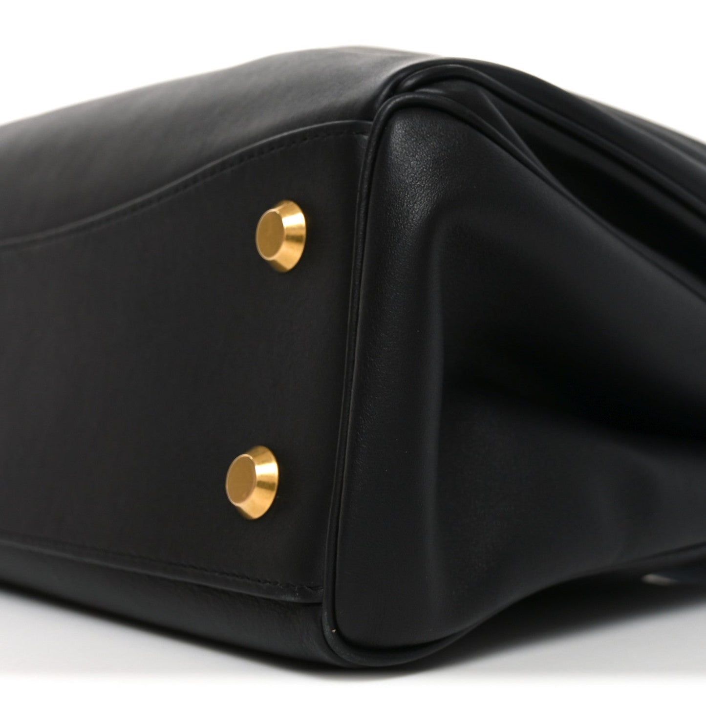 Natural Smooth Calfskin Medium Rodeo Top Handle Handbag Black