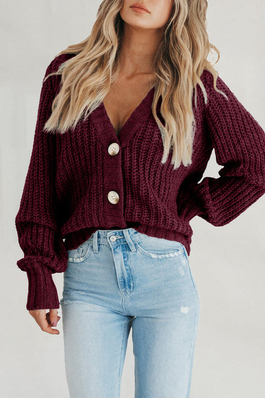 Cárdigan de punto con botones y abertura frontal para mujer para otoño