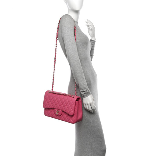 Caviar Quilted Jumbo Double Flap Pink