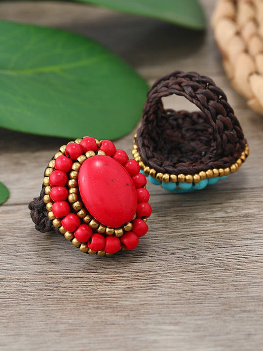 Anillo de tejido turquesa