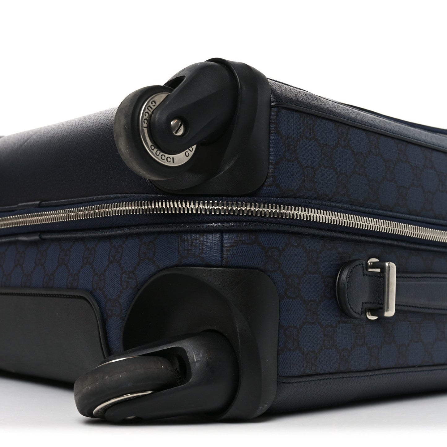 GG Supreme Monogram Textured Dollar Calfskin Web Ophidia Small Savoy Cabin Trolley Black Blue