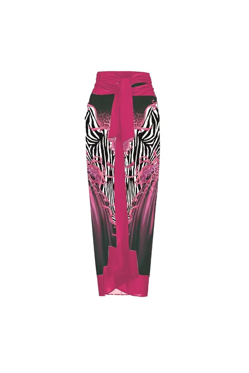3D Fuchsia Floral Bust Decor Printed Swimsuit