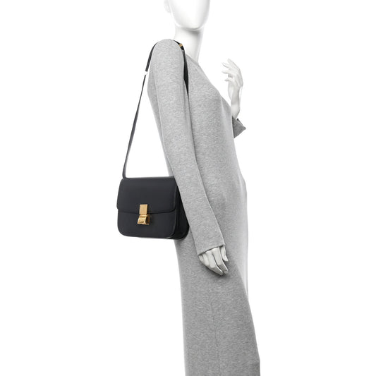 Liege Calfskin Medium Classic Box Flap Bag Anthracite