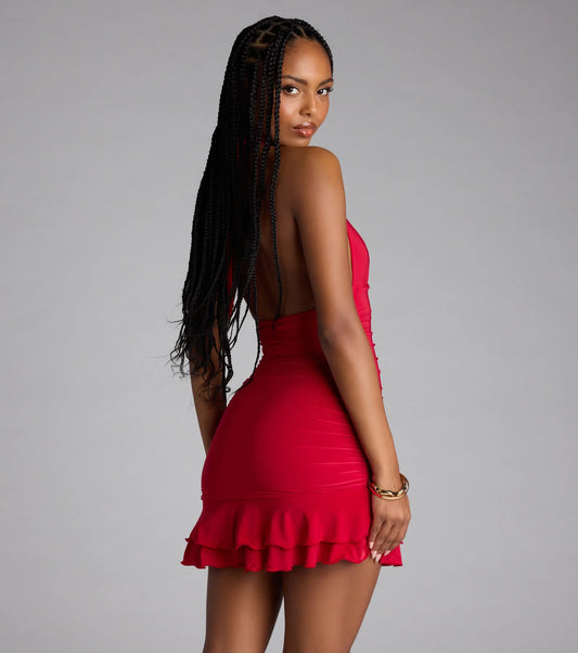 Flirt First, Apologize Later Halter Mini Dress