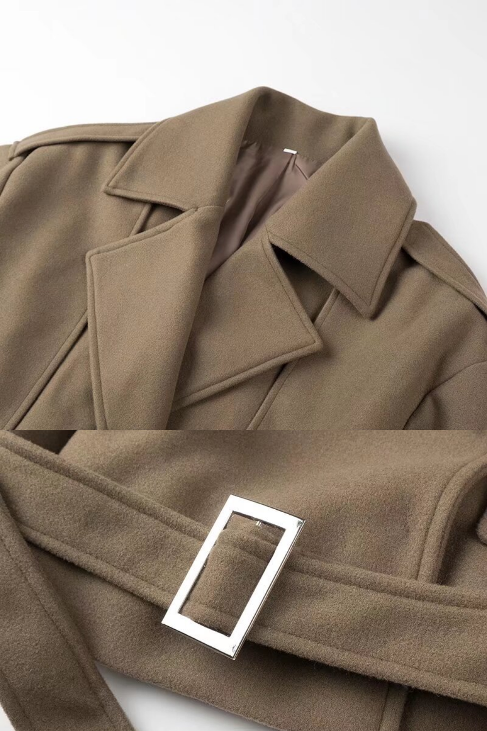 Chaqueta con cinturón y cuello con muescas
