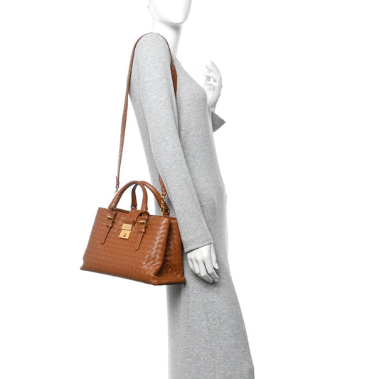 Calfskin Intrecciato Small Roma Noce