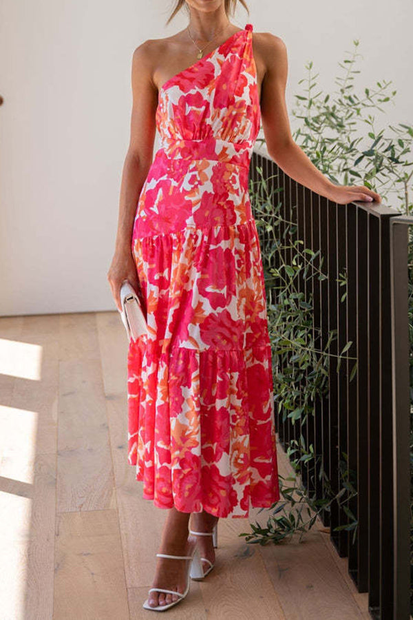 Vestido midi sin mangas con hombros descubiertos y largo medio